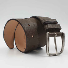 Charger l'image dans la galerie, Ceinture en cuir grainé – Boucle argent mat | Élégance artisanale