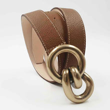 Charger l'image dans la galerie, Ceinture Plate 30 mm en cuir grainé pleine fleur – Boucle Nœud Marin Doré