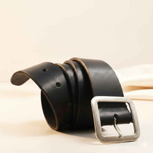 Charger l'image dans la galerie, Ceinture en cuir croupon 4 cm – Boucle laiton argent vieilli