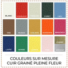 Charger l'image dans la galerie, Coloris SUR MESURE : Blanc - Rouge Coquelicot - Écru Tangon - Vert Foret - Bleu Ciel - Marron Tan - Gris Nuage - Golden - Orange Mandarine - Rose Magenta - Bleu Lapiz - Vert Herbe - Jaune Lemon - Rose Pink - Champagne* ou Argent*