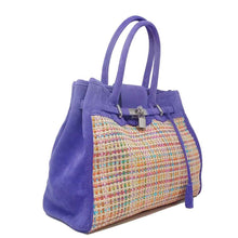 Load image into Gallery viewer, Sac à main en raphia et velours violet | Berthille