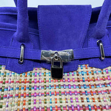 Load image into Gallery viewer, Sac à main en raphia et velours violet | Berthille