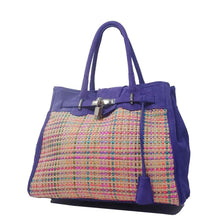 Load image into Gallery viewer, Sac à main en raphia et velours violet | Berthille