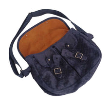 Charger l'image dans la galerie, Sac Besace Pêche toute douce en velours tressé marine