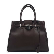 Load image into Gallery viewer, Sac à main raffiné en cuir marron Maison Berthille