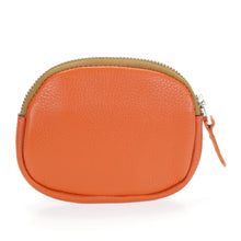 Load image into Gallery viewer, Berthille Porte-monnaie orange, en cuir grainé pleine fleur, vue de dos.