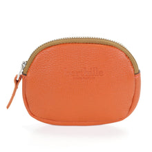 Load image into Gallery viewer, Berthille Porte-monnaie orange, en cuir grainé pleine fleur, vue de face.