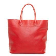 Charger l'image dans la galerie, Grand Cabas Berthille en cuir rouge, tannage végétal, extérieur en cuir grainé pleine fleur.