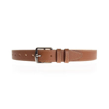 Charger l'image dans la galerie, Ceinture Berthille Petite Étrivière couleur tan, tannage végétal, extérieur en cuir grainé pleine fleur, vue de face.