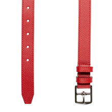 Charger l'image dans la galerie, Ceinture Berthille Mini Étrivière couleur rouge, tannage végétal, extérieur en cuir grainé pleine fleur, vue d'en haut.
