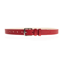 Charger l'image dans la galerie, Ceinture Berthille Mini Étrivière couleur rouge, tannage végétal, extérieur en cuir grainé pleine fleur, vue de face.