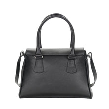 Charger l'image dans la galerie, Sac Berthille Mini Cortina noir, tannage végétal, extérieur en cuir grainé plaine fleur, vue de dos.