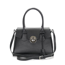 Charger l'image dans la galerie, Sac Berthille Mini Cortina noir, tannage végétal, extérieur en cuir grainé plaine fleur, vue de face.