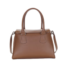 Load image into Gallery viewer, Sac Berthille Mini Cortina tan, tannage végétal, extérieur en cuir grainé plaine fleur, vue de dos.