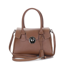 Load image into Gallery viewer, Sac Berthille Mini Cortina tan, tannage végétal, extérieur en cuir grainé plaine fleur, vue de face.