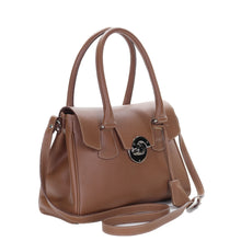 Load image into Gallery viewer, Sac Berthille Mini Cortina tan, tannage végétal, extérieur en cuir grainé plaine fleur, vue lateral.