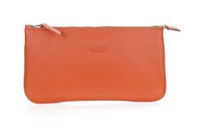 Load image into Gallery viewer, Berthille Pochette Lord couleur orange, en cuir grainé, vue de face.