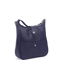Load image into Gallery viewer, Sac à main en cuir marine grainé profil | Maison Berthille