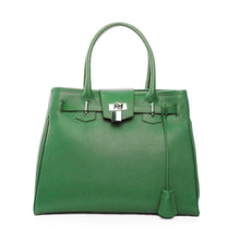 Load image into Gallery viewer, Sac à main élégant en cuir vert herbe Maison Berthille