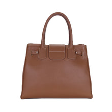 Load image into Gallery viewer, Sac Berthille Vendôme tan, tannage végétal, extérieur en cuir grainé plaine fleur, vue de dos.