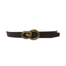 Charger l&#39;image dans la galerie, Ceinture en cuir grainé pleine fleur | Boucle Nœud Marin Doré
