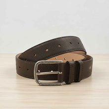 Load image into Gallery viewer, Ceinture en cuir grainé – Boucle argent mat | Élégance artisanale
