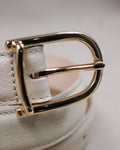 Boucle champagne dorée ceinture bombée cuir pleine fleur sans passant