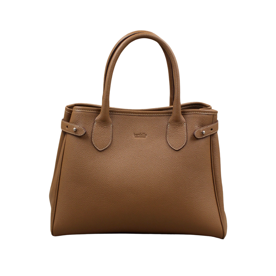Sac Saint-Moritz en cuir vachette pleine fleur coloris camel, façonné à la main à Mazamet – Berthille Maison Française