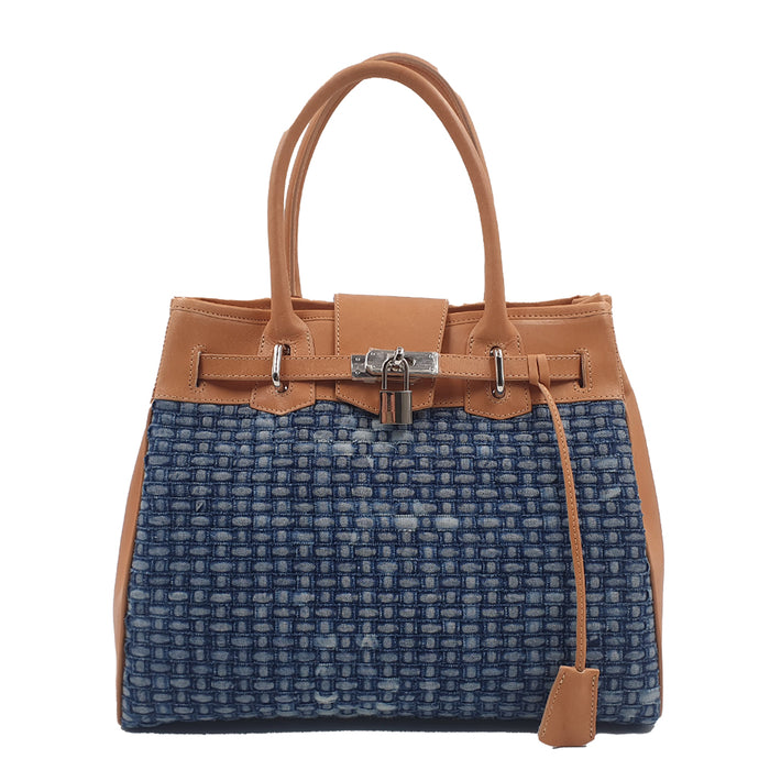 Sac à main de luxe en cuir végétal et jean denim