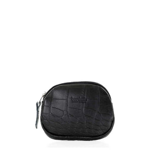 Porte-monnaie Cuir 'Croco' Noir | Maison Berthille