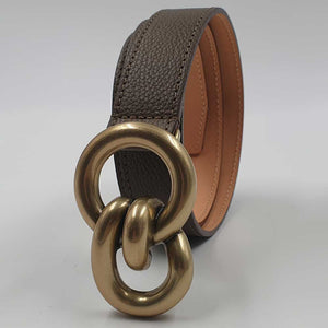 Ceinture en cuir grainé pleine fleur | Boucle Nœud Marin Doré