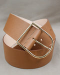 Ceinture demi-lune cuir grainé camel boucle dorée Berthille
