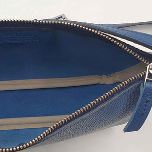 Intérieur du sac bandoulière cuir bleu Berthille
