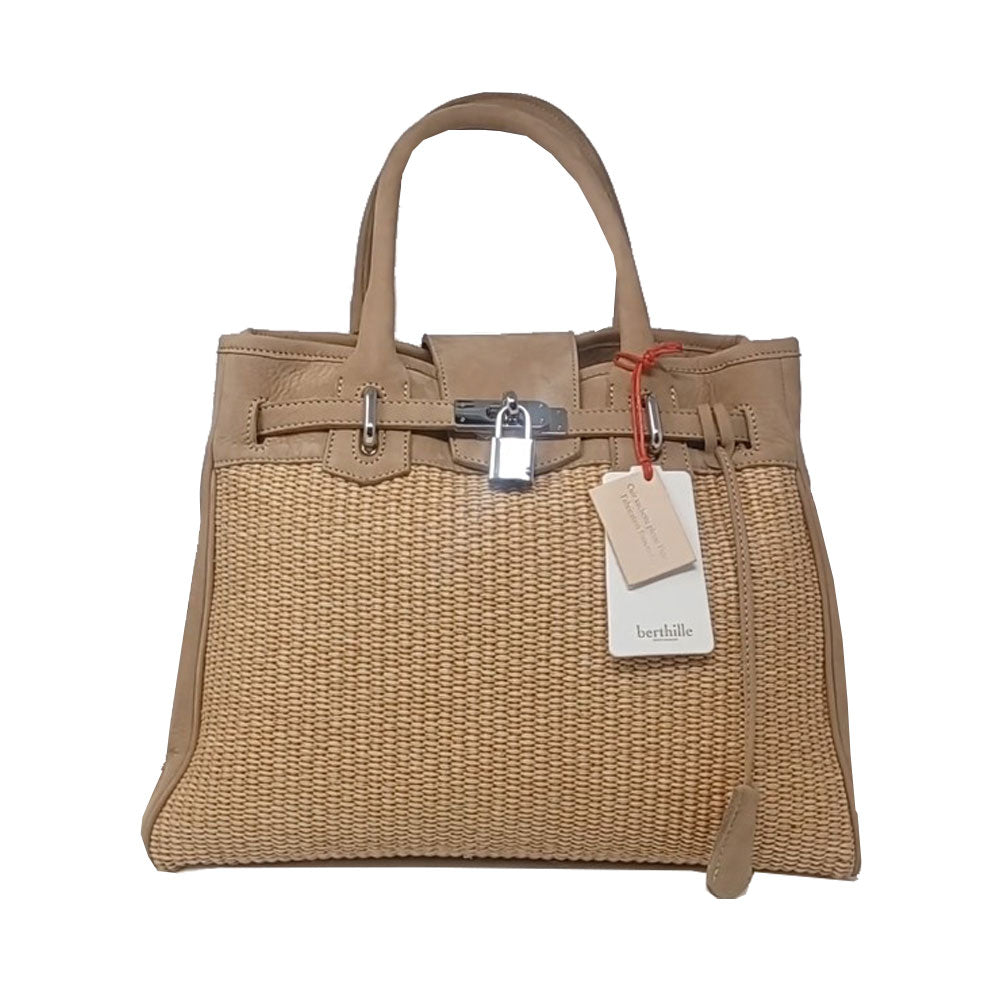 Sac à main Business Vendôme en Paille et Cuir Nubuck | Maison Berthille