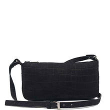 Load image into Gallery viewer, Pochette Bandoulière Cuir nubuck Croco Haute Maroquinerie Berthille
