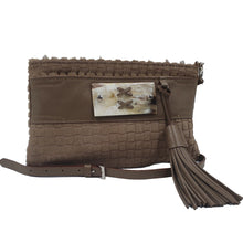 Charger l&#39;image dans la galerie, Pochette Bandoulière Meribel Poil de vachette Quadra taupe
