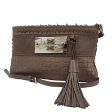 Charger l&#39;image dans la galerie, Pochette Bandoulière Meribel Poil de vachette Quadra taupe
