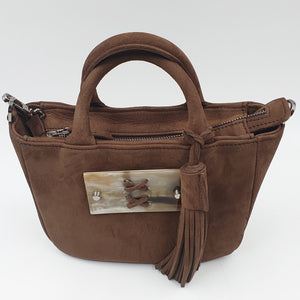 Petit Sac à main en nubuck chocolat