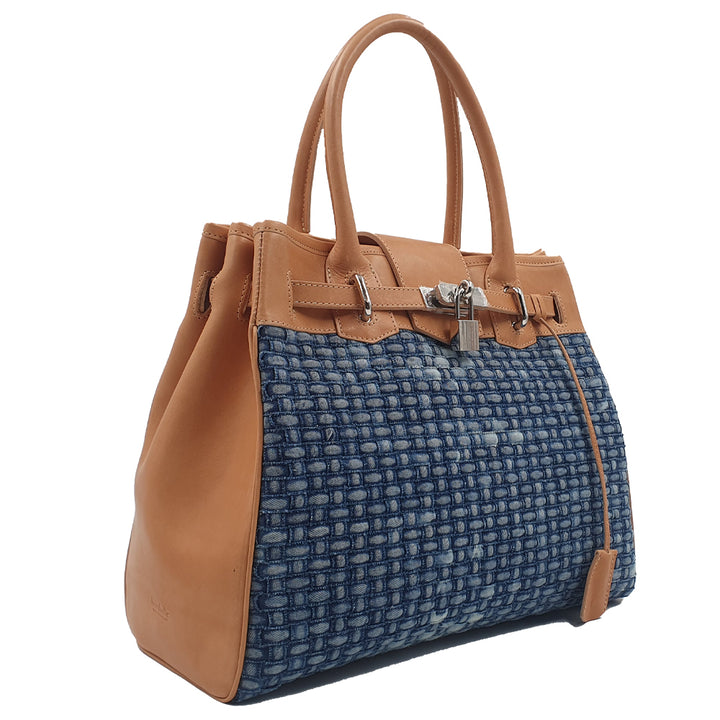 Profil Sac à main de luxe en cuir végétal et jean denim