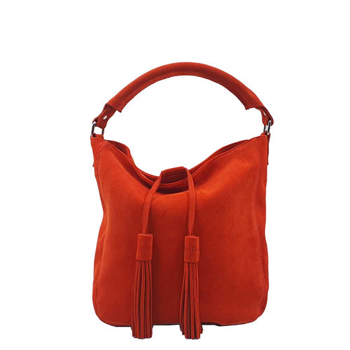  sac porté épaule en velours orange vif ultra doux