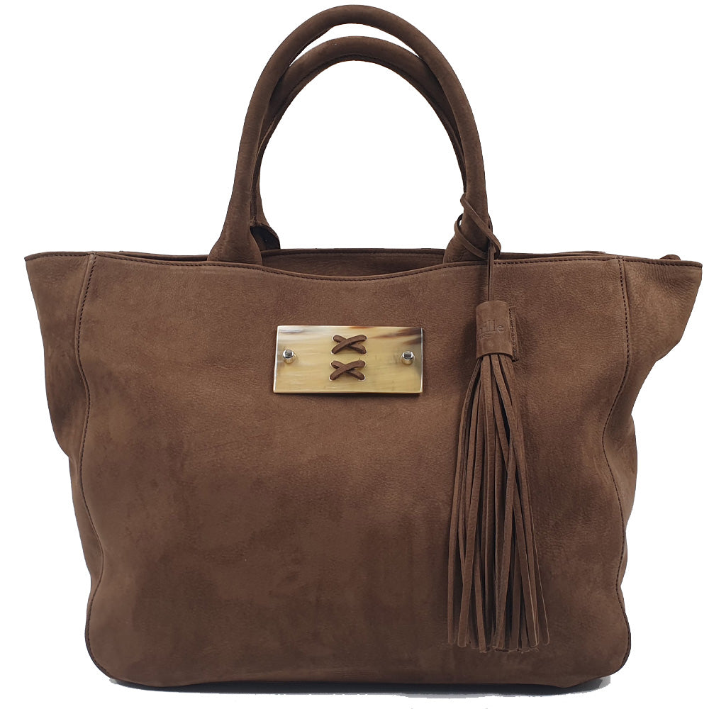 Cabas Scarlett Cuir nubuck chocolat