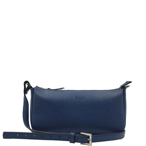 Sac pochette bandoulière cuir bleu profond Berthille