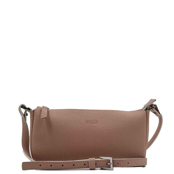 Sac pochette bandoulière cuir rose poudré Berthille