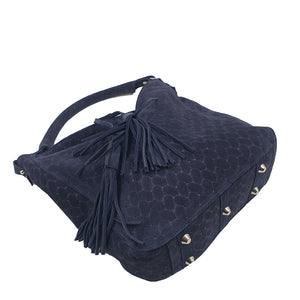 Sac à main porté épaule en velours marine Maison Berthille