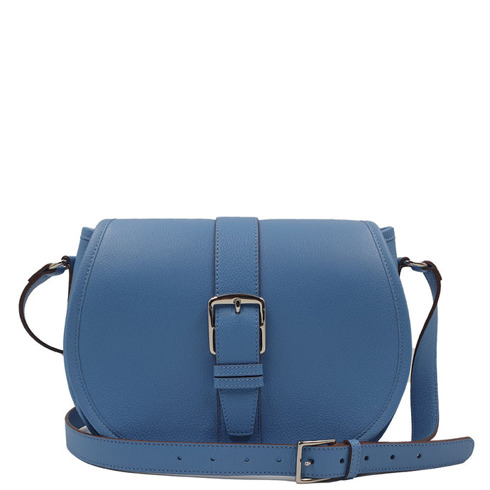 Sac Bandoulière en cuir grainé bleu ciel | Maison Berthille