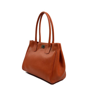 Sac en cuir orange porté épaule - Cuir Véritable - Maison Berthille