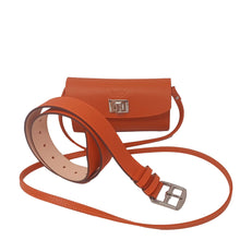 Charger l&#39;image dans la galerie, Lot ceinture et sac trotter bandoulière cuir orange Maison Berthille
