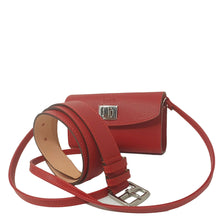 Charger l&#39;image dans la galerie, Lot ceinture et sac trotter bandoulière cuir rouge Maison Berthille
