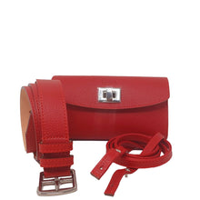 Charger l&#39;image dans la galerie, Lot ceinture et sac trotter bandoulière cuir rouge Maison Berthille
