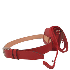 Lot ceinture et sac trotter bandoulière cuir rouge Maison Berthille